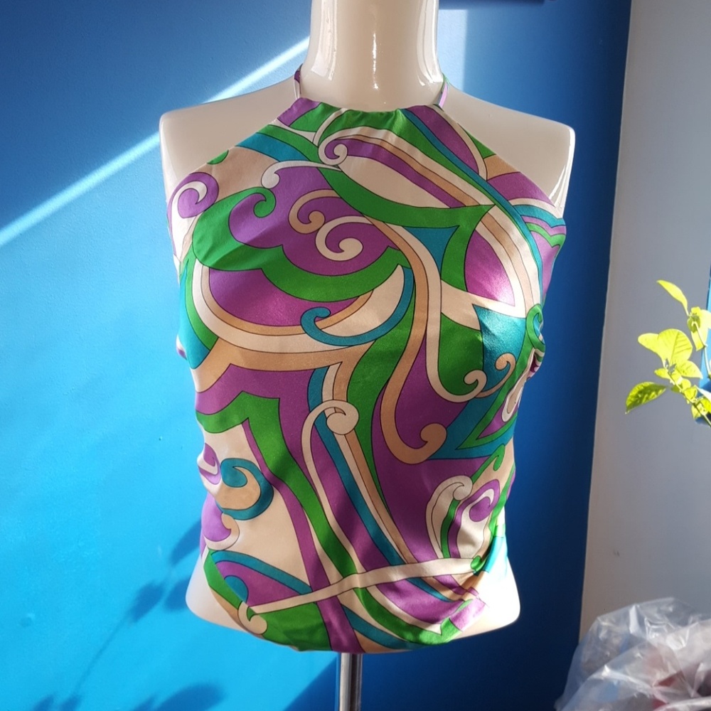 Pucci inspired mod print silk halter top